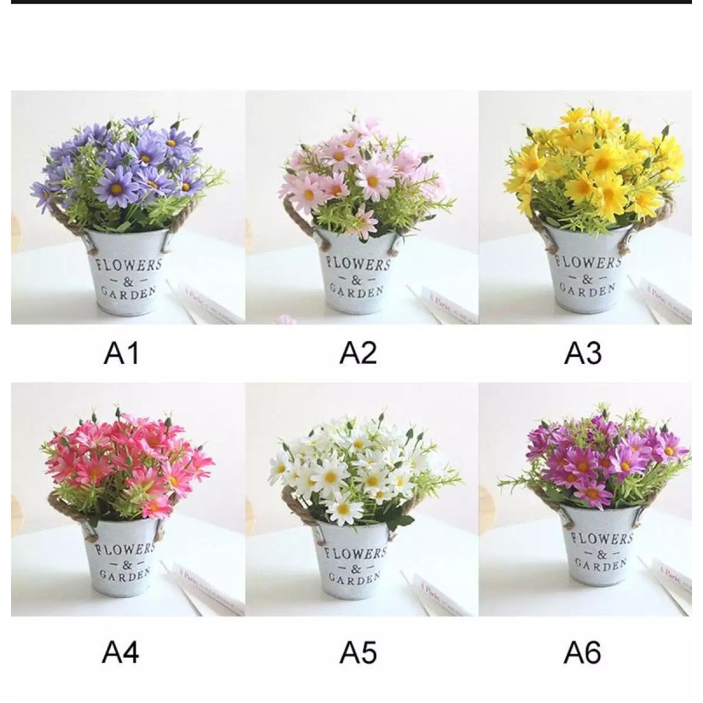 Chậu hoa cúc họa mi giả trang trí nhà cửa văn phòng tiệc cưới