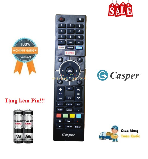 Remote Điều khiển TV Casper- Hàng chính hãng Casper mới 100% Tặng kèm Pin