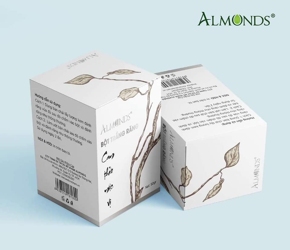 Bột làm trắng răng cam thảo mộc vị Almonds