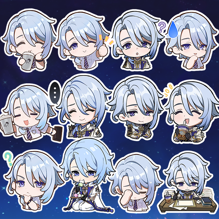 [Genshin Impact] Sticker Ayato Kamisato - Hình dán chibi ayato ( set 12 hình )