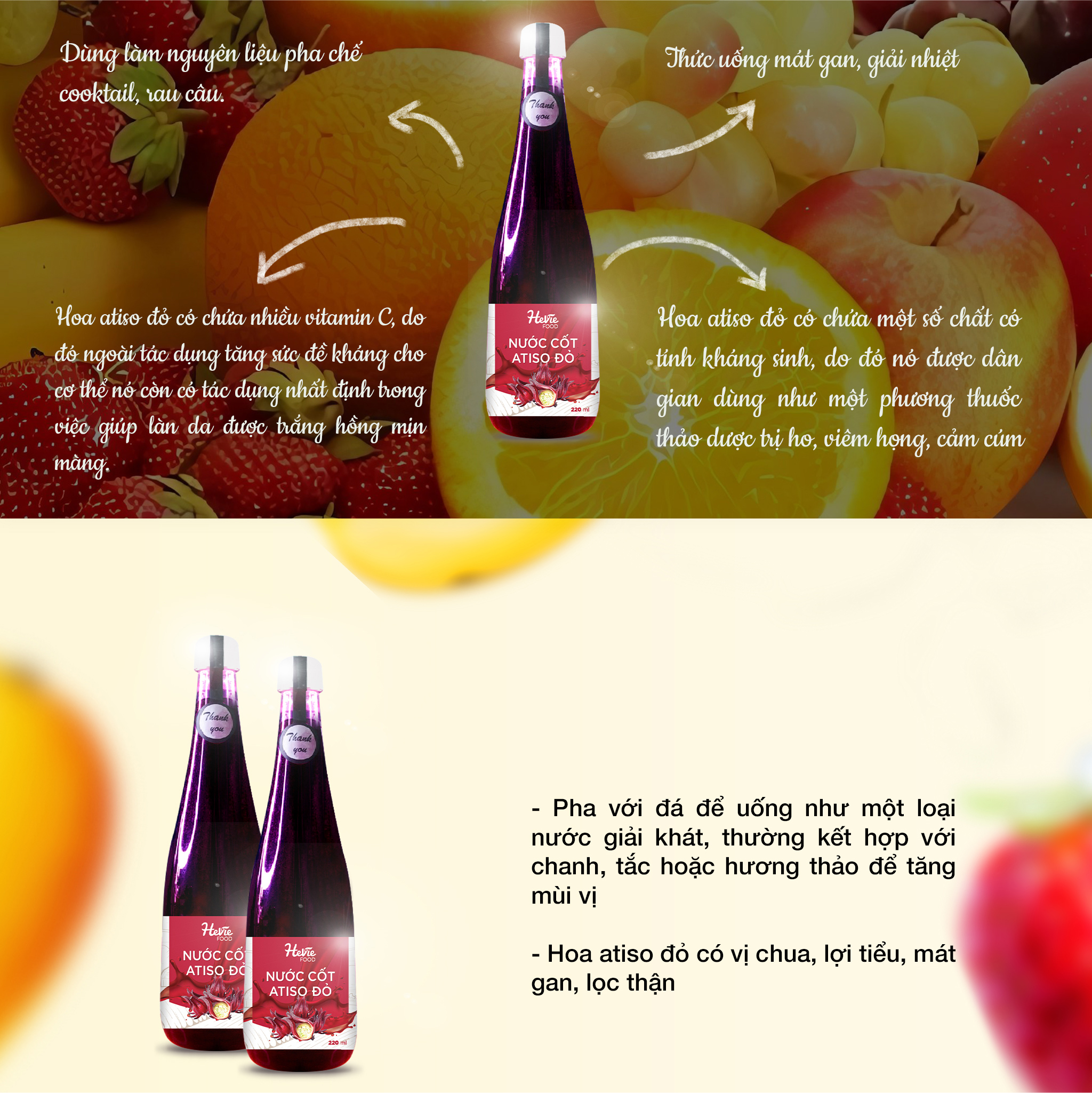 (FREESHIP MAX) Nước cốt Atiso đỏ 500ml HeVieFood - YOOSOO