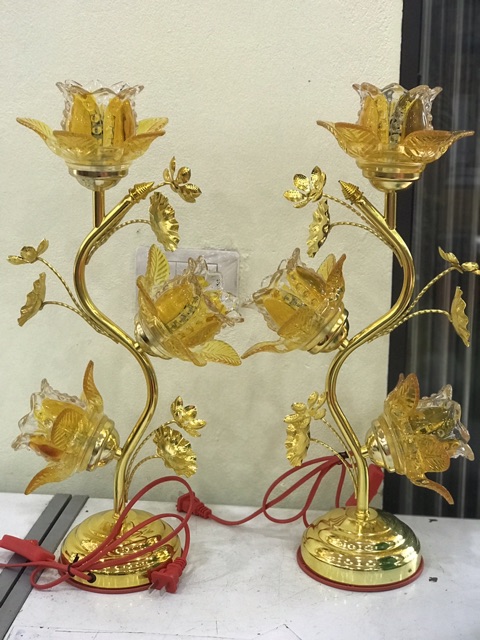 (Hàng Loại 1) ĐÈN THỜ HOA SEN THUỶ TINH 40cm -50cm ( 1 Đôi)
