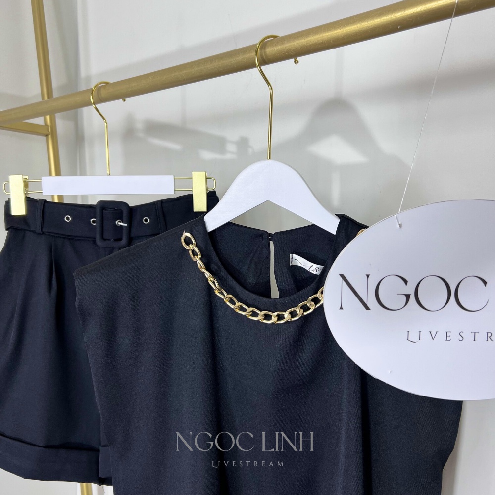 set áo cổ xích, set áo đệm vai, set bộ 3 món