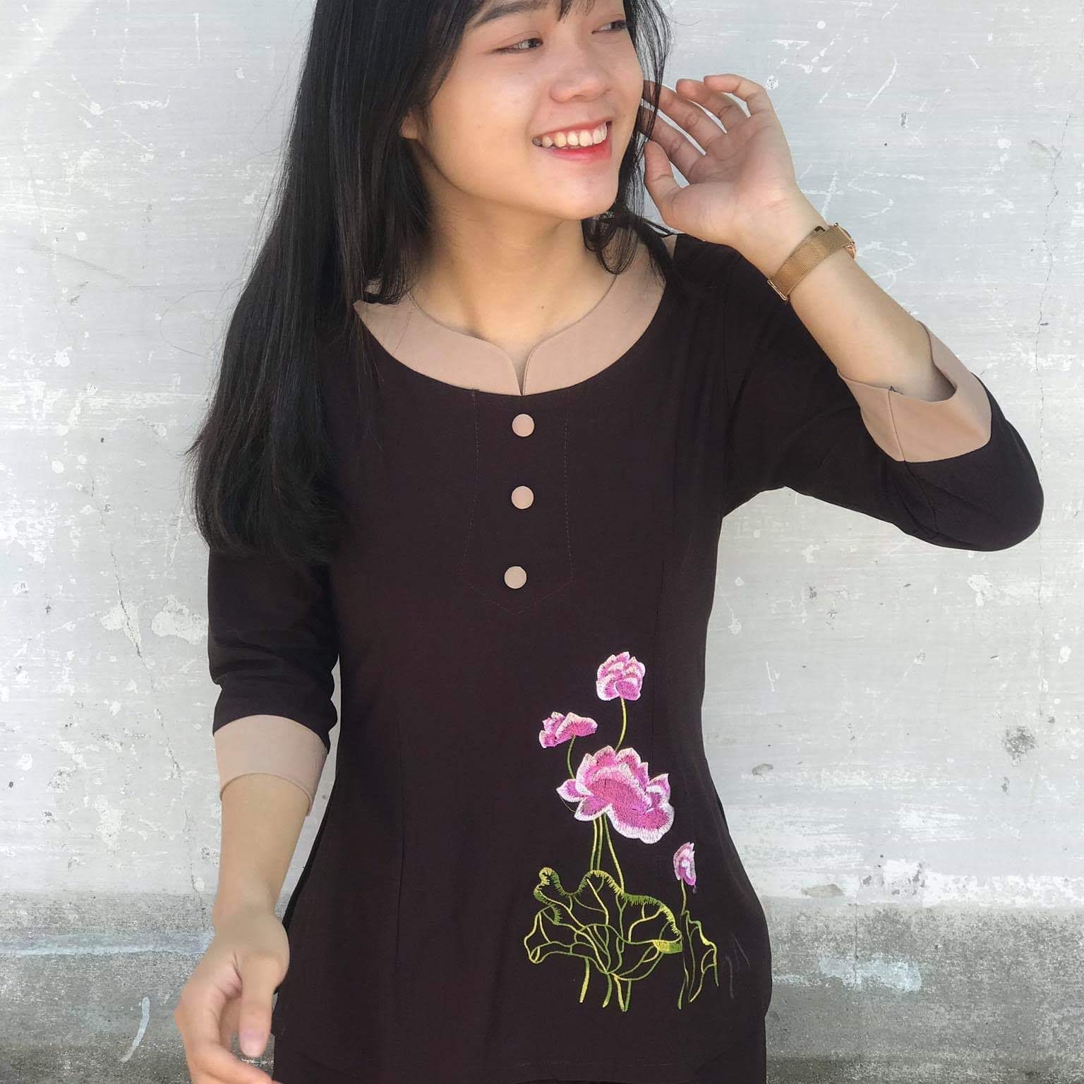 [HCM]Đồ lam đi chùa nữ đồ phật tử áo lam đi chùa mẫu thun phối