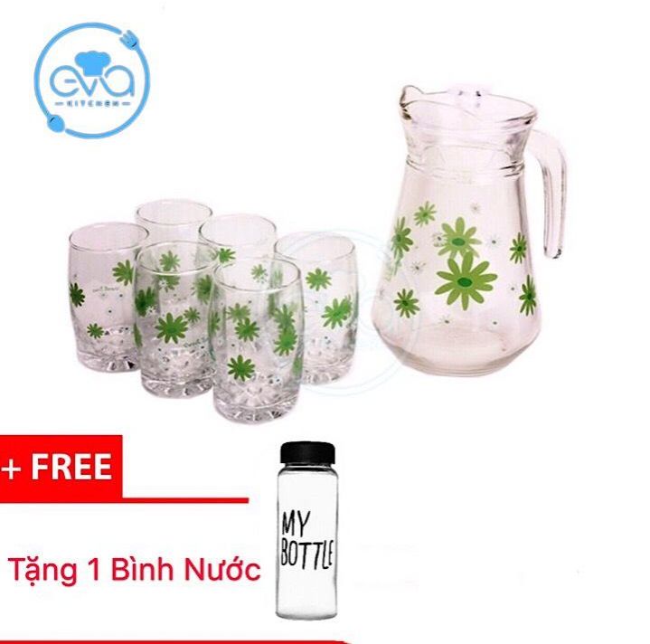 Bộ bình ly thuỷ tinh 7 món kèm 1 bình nước thuỷ tinh mybottle 500 ml