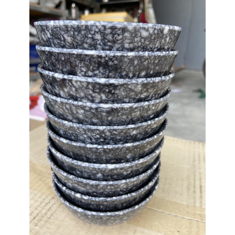 Chén(bát) đựng cơm nhựa Melamine vân đá đen/trắng/xanh CO11