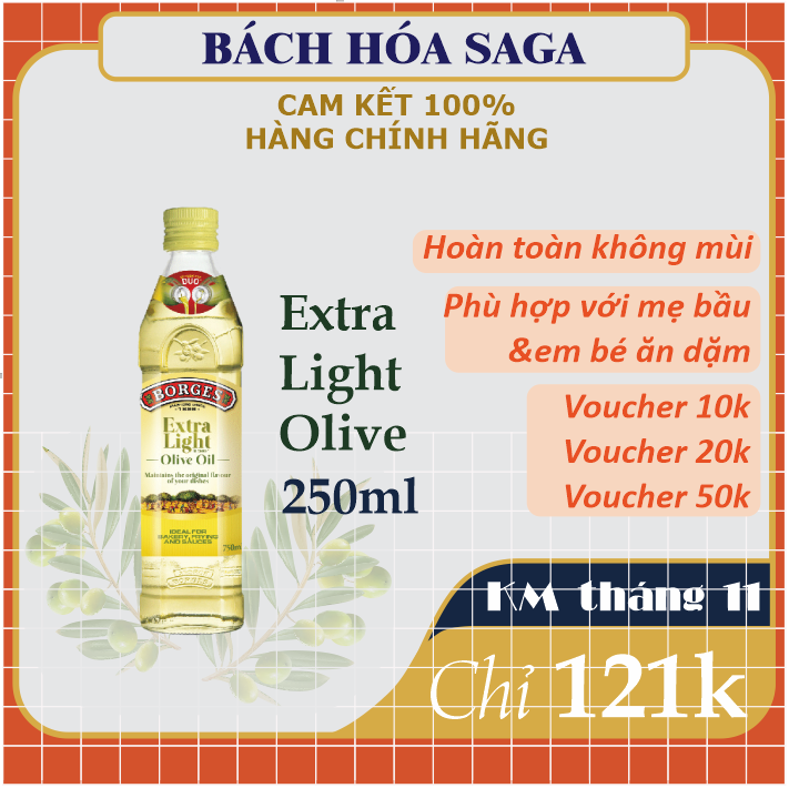 Dầu Oliu Tinh Chế Extra Light  Borges không mùi