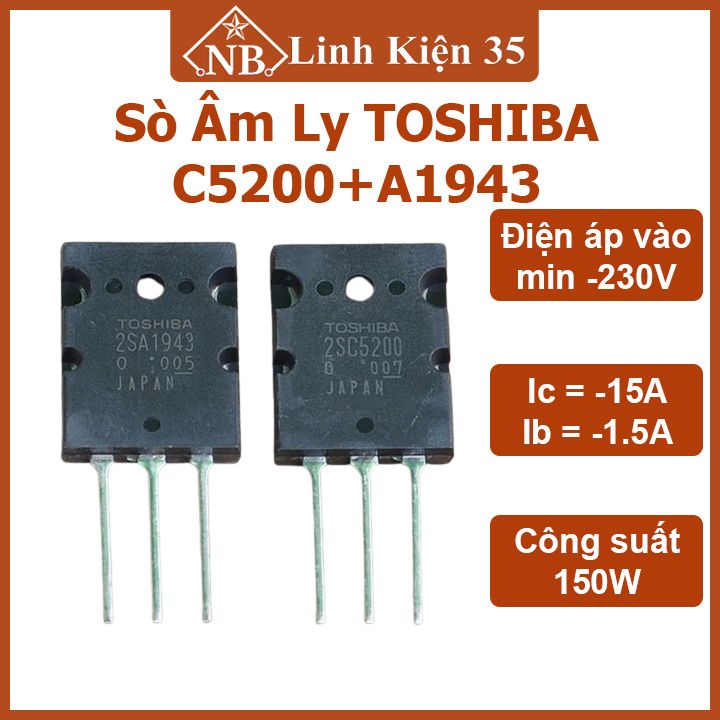 1 cặp sò amply toshiba c5200+a1943 cho mạch âm li
