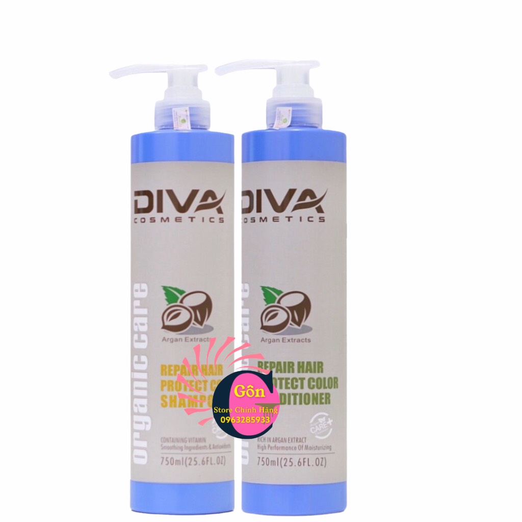 Dầu Gội Xả Diva Xanh Phục Hồi Và Giữ Màu Nhuộm Mẫu Mới 500ML-750ML -  Diva Chính Hãng