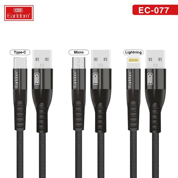 Cáp Sạc Nhanh 3A Bọc Dù Earldom EC-077 Iphone/ Sam Sung/ Type C