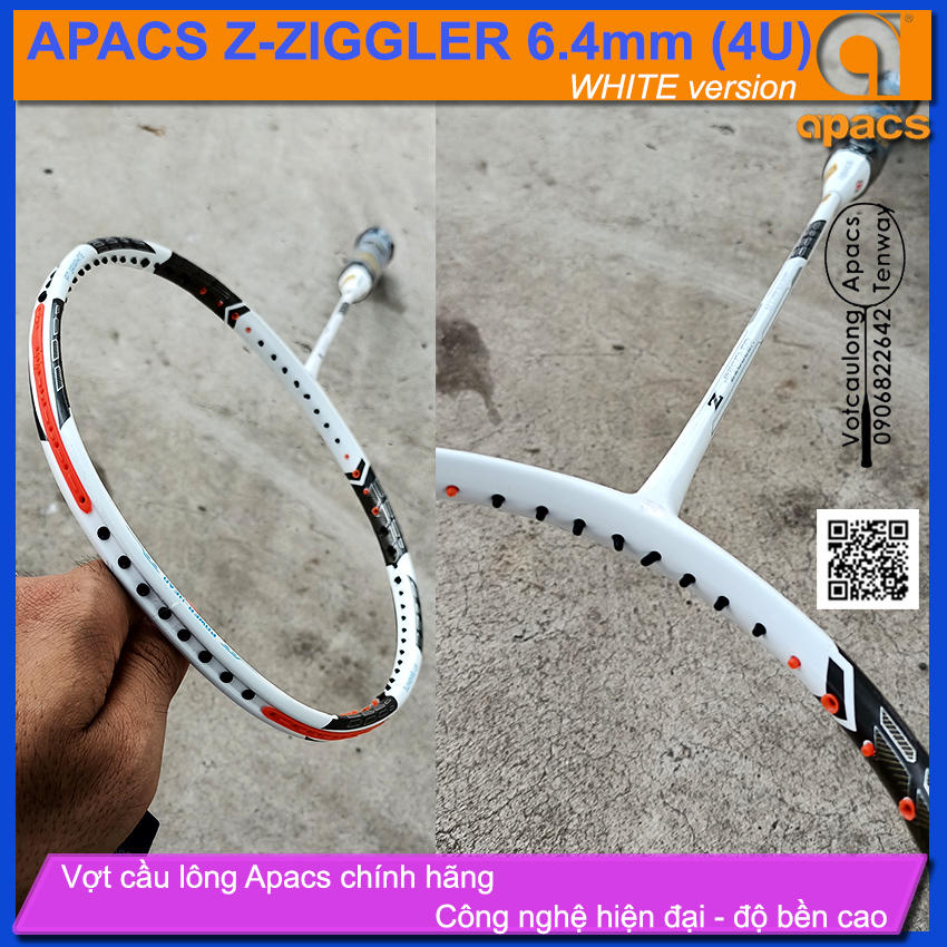 [HCM][Vợt cầu lông Apacs Ziggler Z-Ziggler New White Version - 4U] Thân đũa công nghệ mới sơn nhám trắng cực đẹp