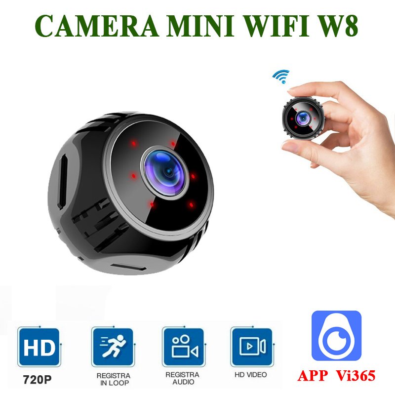 Camera mini wifi w8 , 720p , hồng ngoại , siêu nhỏ ko dây - app vi365