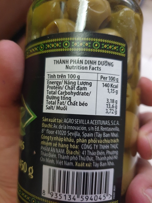 Trái Ô Liu Xanh Không hạt Latino Bella (450g)