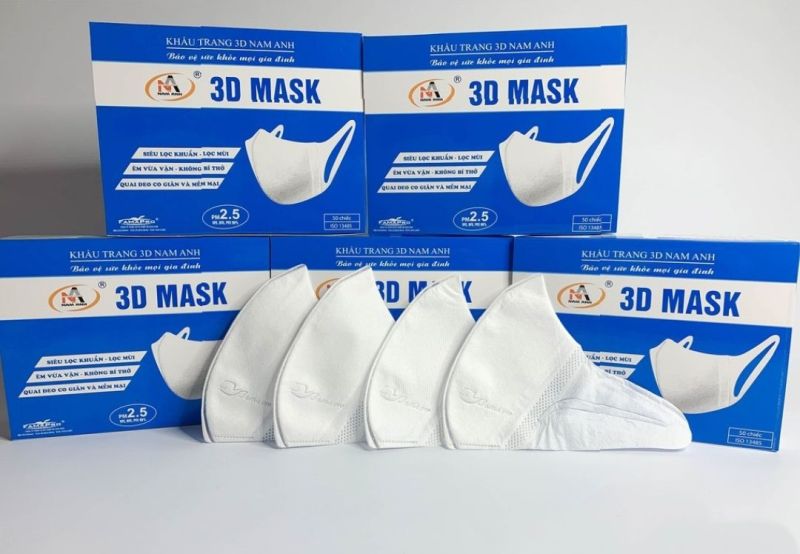 Giá bán [ CHÍNH HÃNG ] Khẩu Trang 3D MASK Nam Anh công nghệ Nhật Bản ( 50 cái / Hộp ) mầu TRẮNG