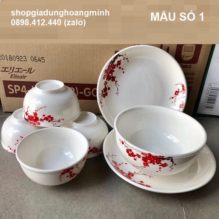 [HCM]bộ chén tô dĩa sứ hoa đào - chén tô dĩa sứ