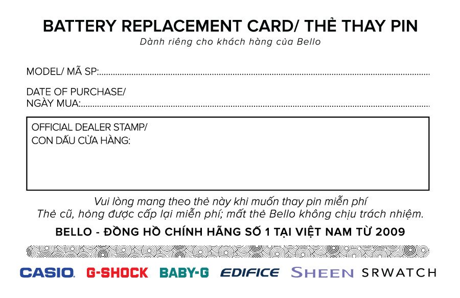 Thẻ Pin Casio Bello Miễn Phí Trọn Đời