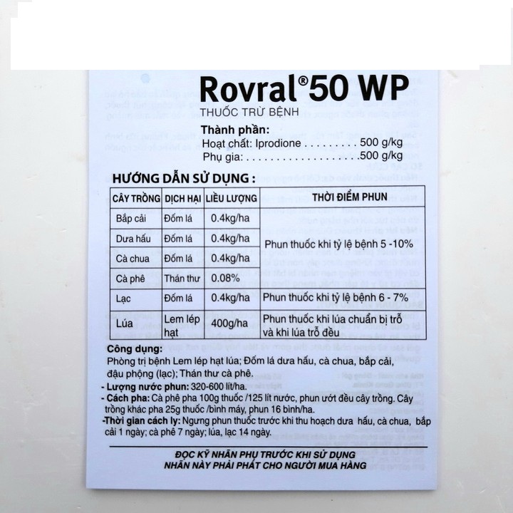 trừ bệnh Rovral 50WP 25gr Đốm Lá - Thán Thư