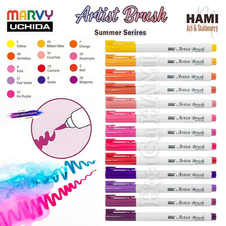 Bút cọ màu Marvy Artist Brush 1100 (Summer series)