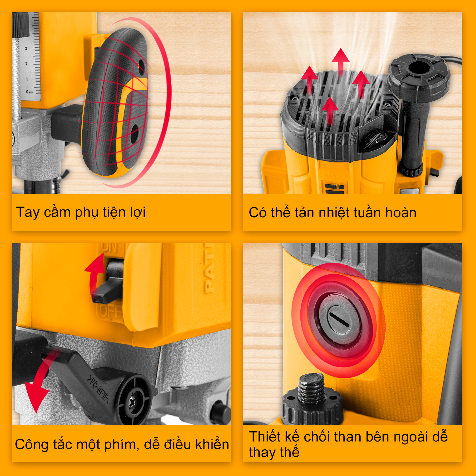 MÁY PHAY GỖ INGCO 2200W 12.7mm RT22008