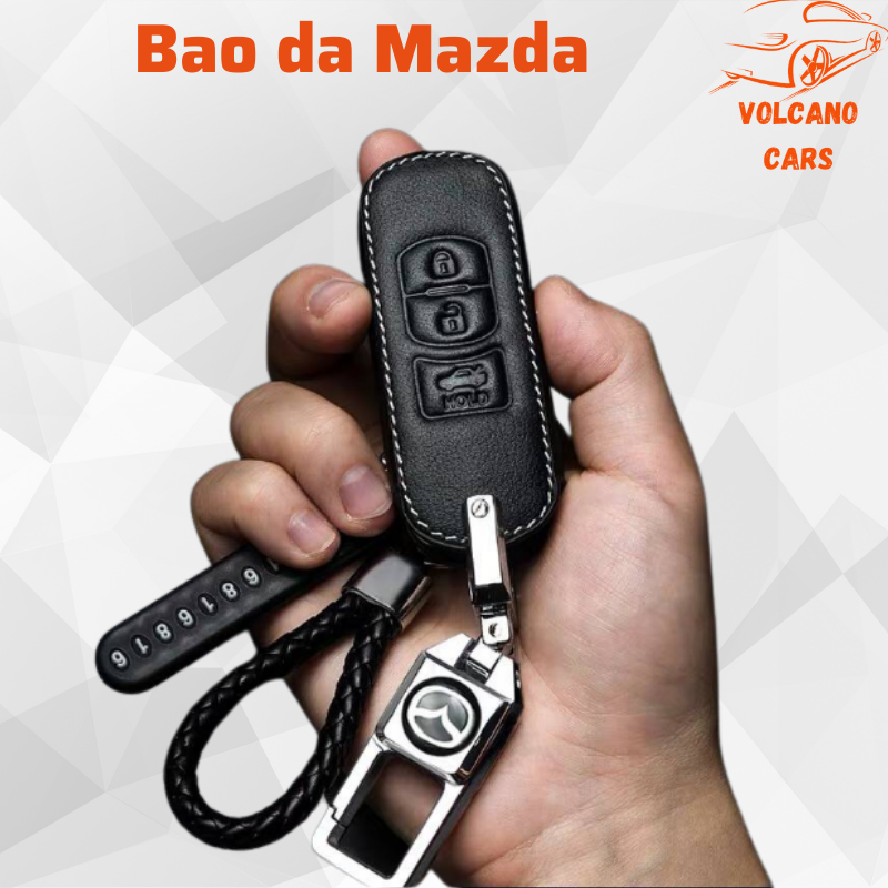 Bao da Mazda bọc chìa khóa ô tô Mazda 2, Mazda 3, Mazda 6, Mazda CX5 bảo vệ chìa bền đẹp và chắc chắn