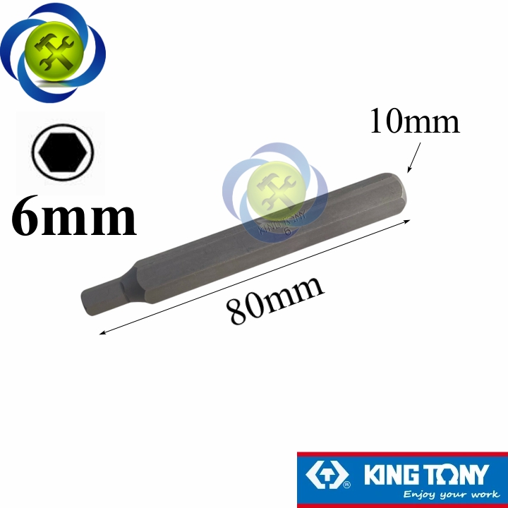 Mũi vít đóng lục giác 6mm kingtony 168006h thân 10mm dài 80mm