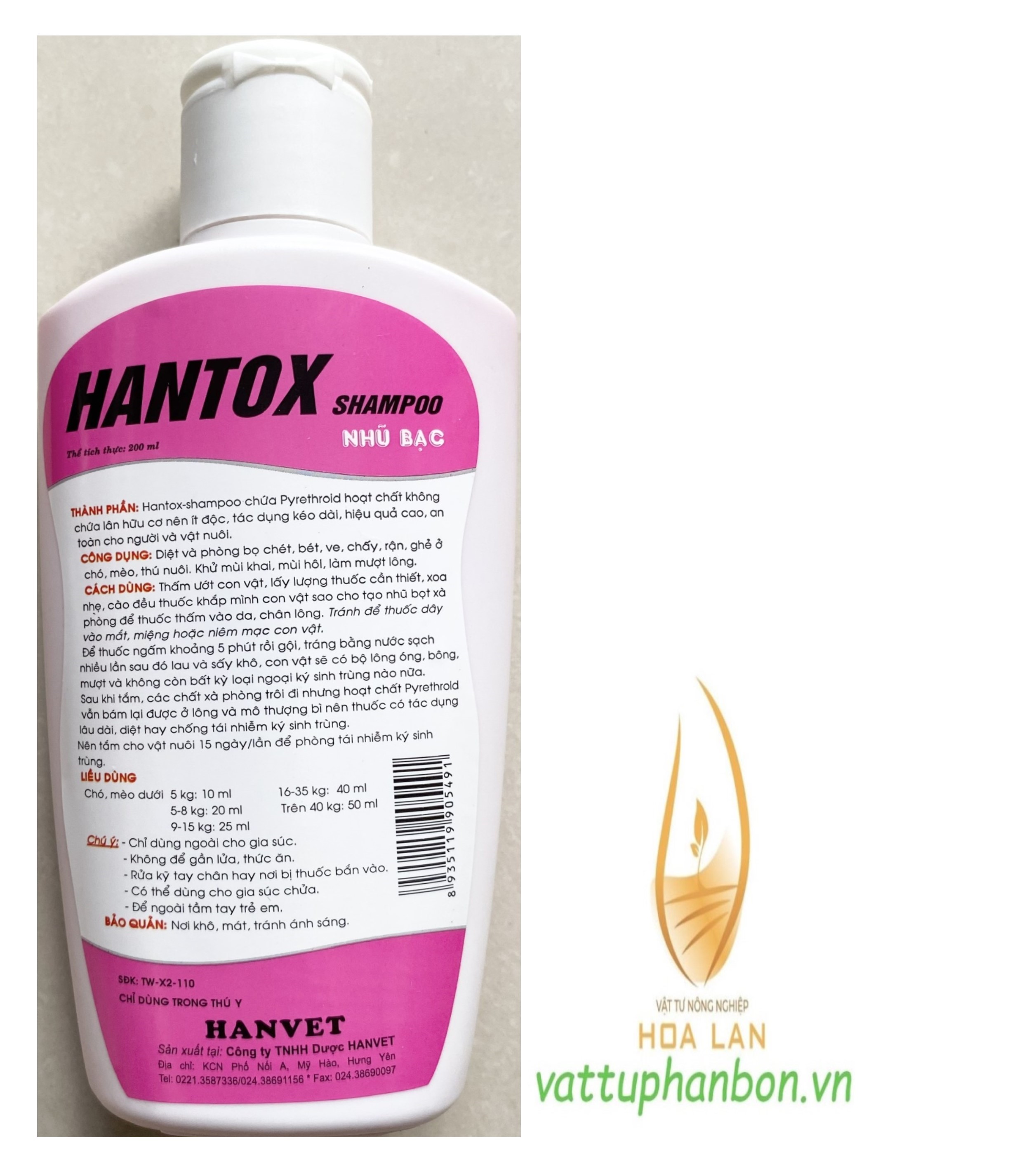 Hantox Shampoo - Dầu tắm Chó, Mèo - #065B# 200ml