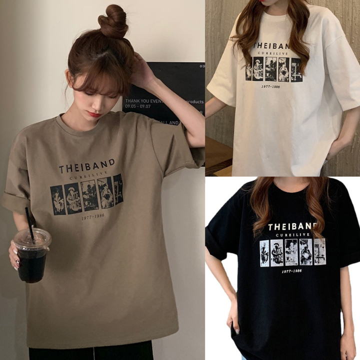 Áo Thun Tay Lỡ Form Rộng, Áo T Shirt The Band Cotton Oversize AT19