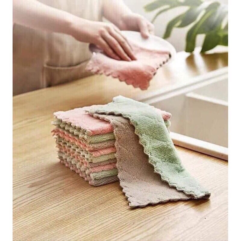 Khăn lau nhà bếp đa năng 2 mặt siêu thấm hút size 15x25cm