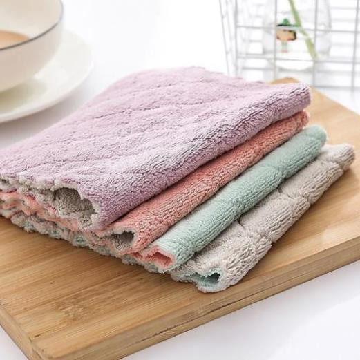Khăn Lau Bếp, Set 10 Khăn Lau Đa Năng Siêu Thấm 2 Mặt