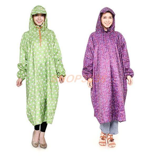 Áo Mưa Bít Vải Dù 1m4 Hoa Không Thấm Nước ( Không Xẻ Tà )