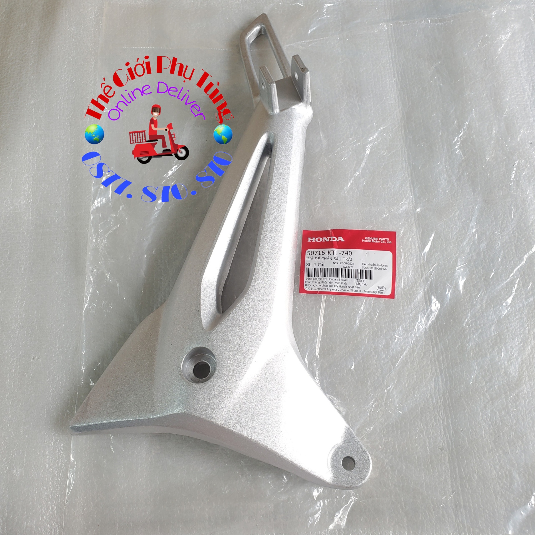 Gác chân sau wave rs 100, wave a, wave s 100 zin honda vn - 50716-ktl-740/ 50715-ktl-740