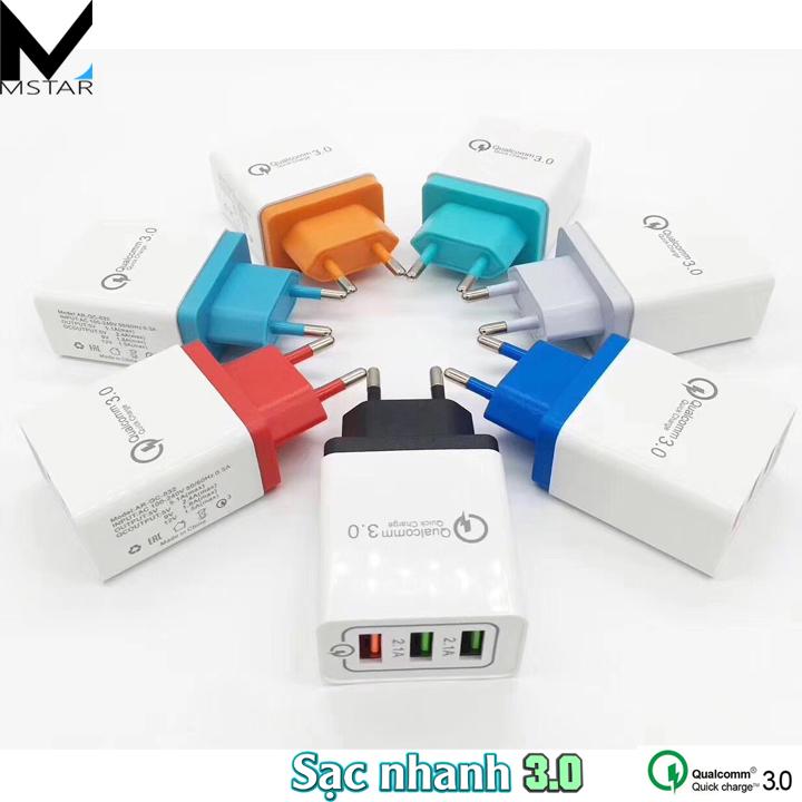 Củ Sạc Nhanh 3 Cổng Qualcomm Quickcharge 3.0 Mstar