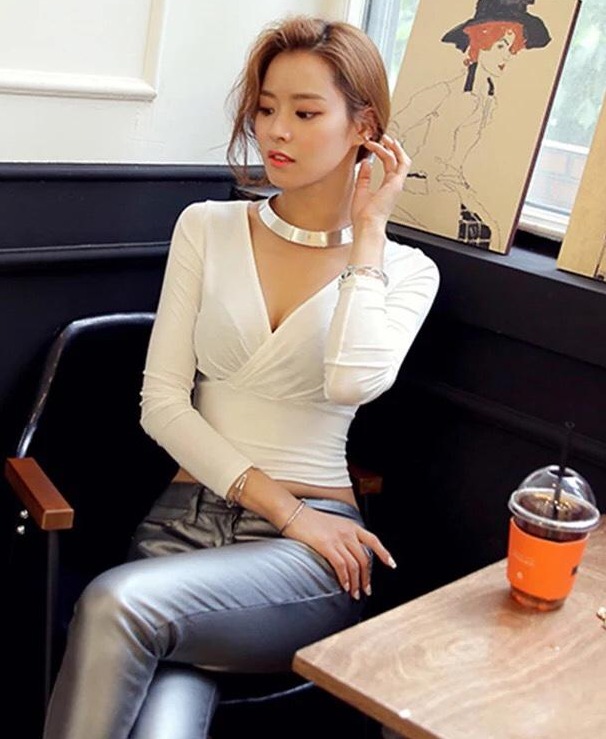 Áo Kiểu Tay Dài Cổ Chữ V Đắp Chéo Tời Trang Cá Tính TTSA0702