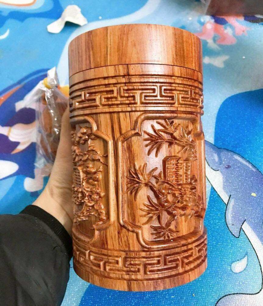 Hộp đựng chè gỗ hương nguyên khối cao cấp