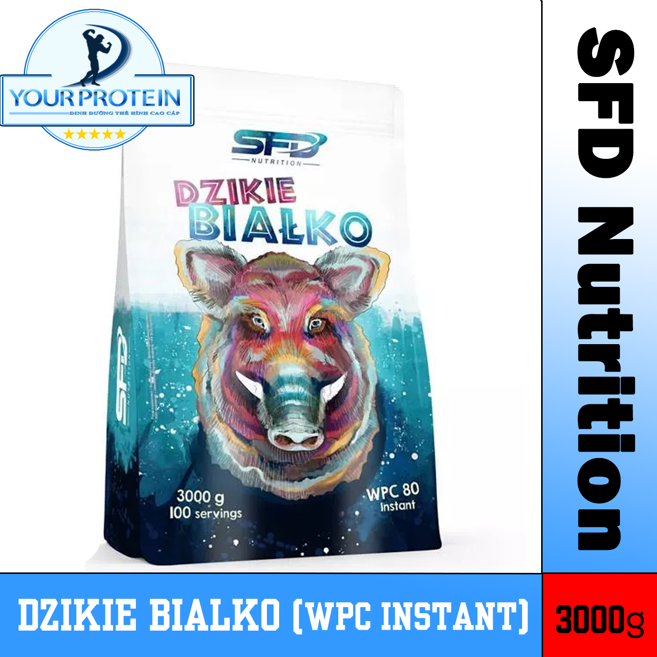 Dzikie Bialko - 100% Whey Concentrate Instant của SFD 100 Lần Dùng