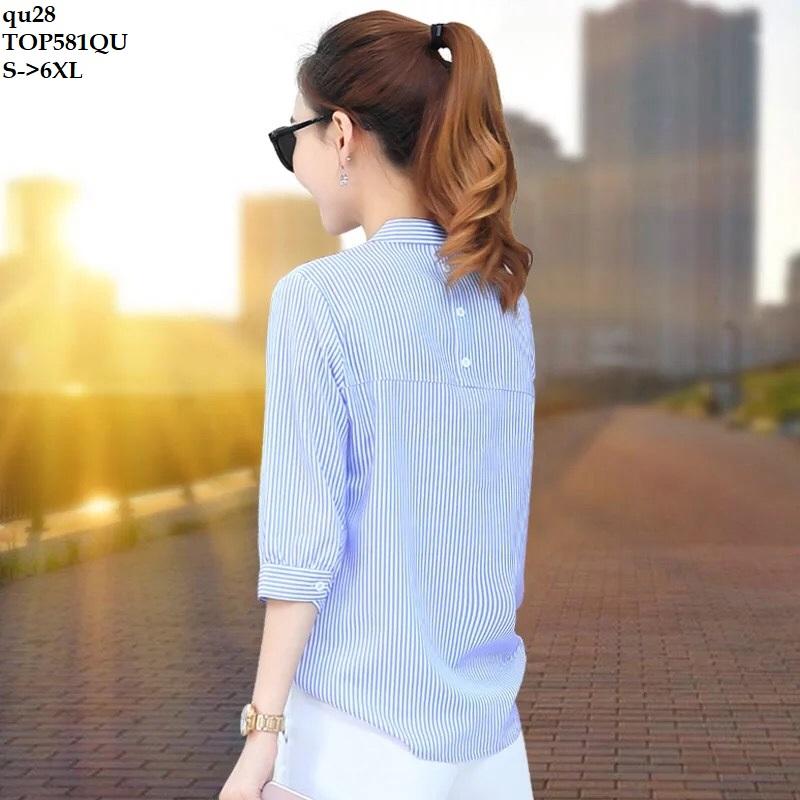 TOP581QU ÁO SƠ MI SỌC TAY LỠ