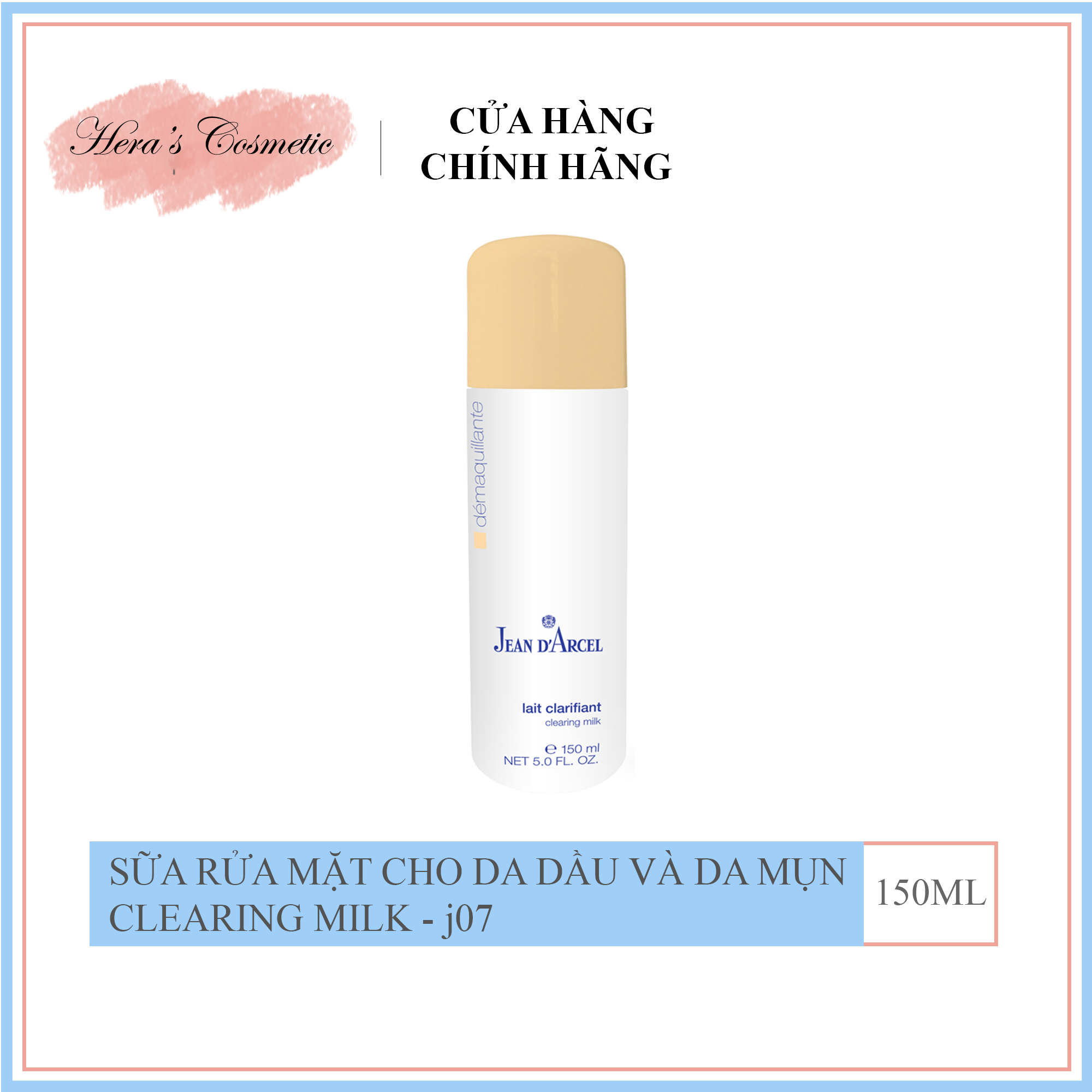 [CHÍNH HÃNG] Sữa rửa mặt cho da dầu và da mụn Jean D'Arcel Clearing milk