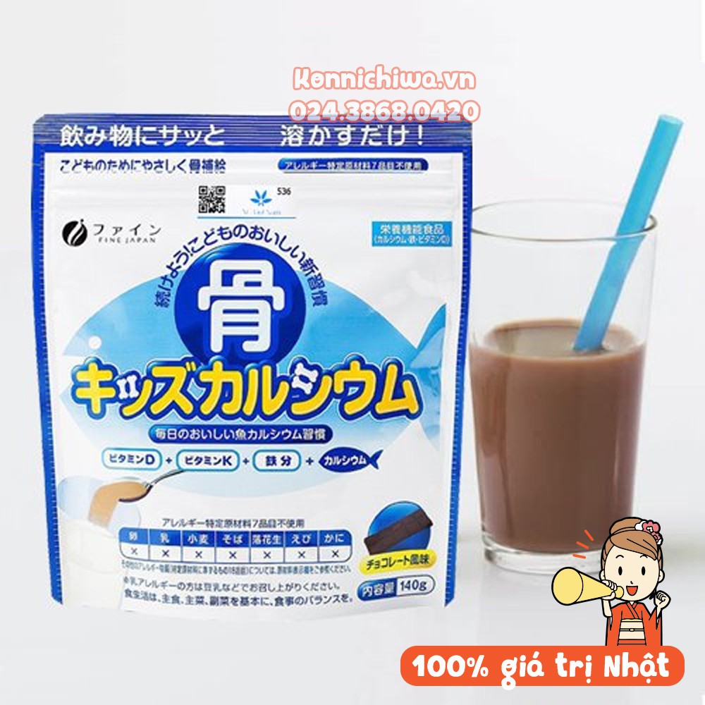 [CHÍNH HÃNG] Bột bổ sung canxi xương cá tuyết Nhật Bản Bone's Calcium for kids 140g giúp phát triển chiều cao cho bé Hàng nhật nội địa