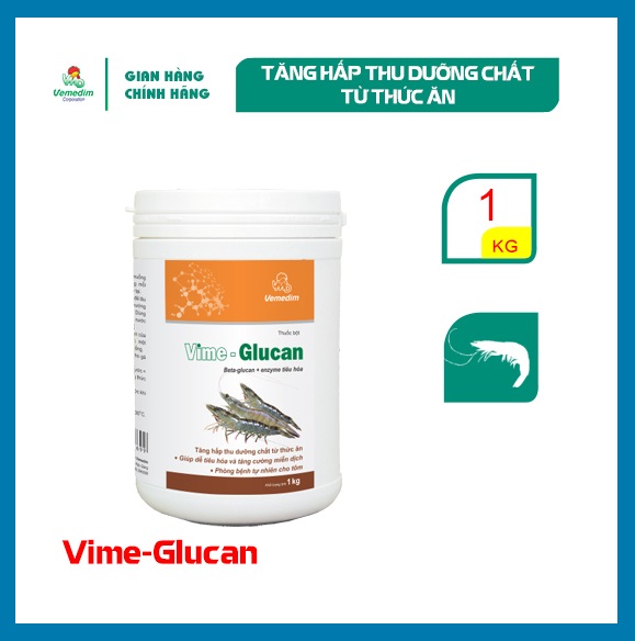 "Hoàn tiền đến 10%" Vemedim Vime-Glucan tôm, dùng cung cấp dưỡng chất cho tôm hấp thu thức ăn, hộp 1kg