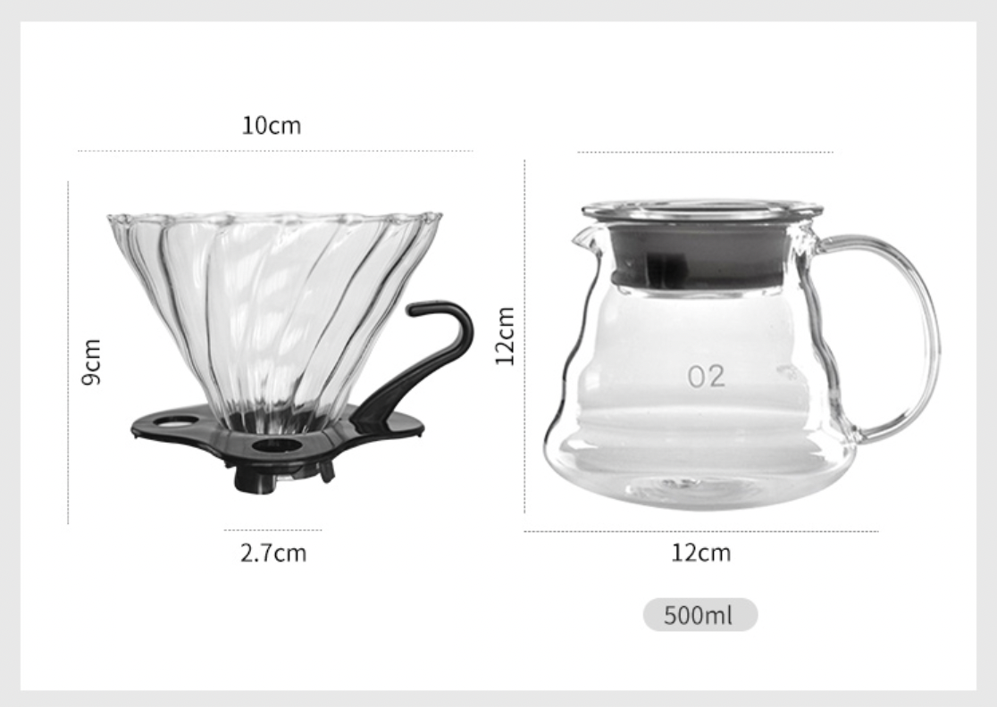 Bộ pha cà phê nhỏ giọt pour over, phễu v60, bình [600ml]
