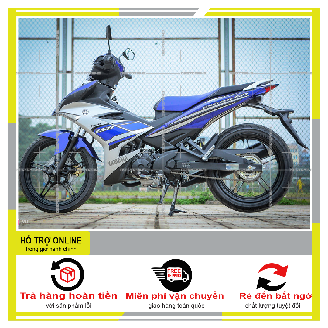 Tem rời exciter 150 2016 bạc xanh gp decal pvc 5 lớp khống thâm nước
