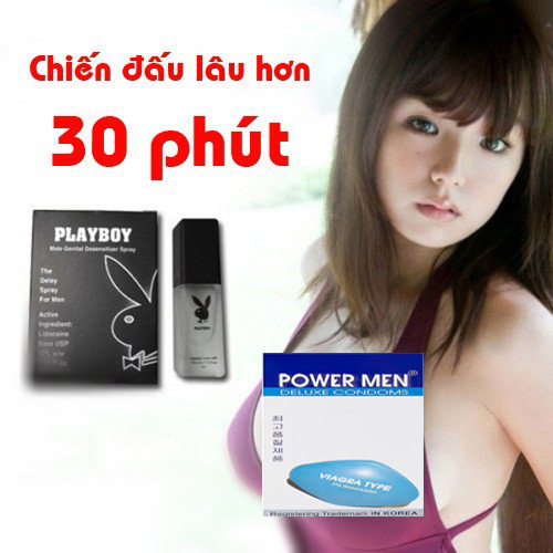 [HCM]Bao cao su powermen viagra 5% hộp 3 chiếc ( kèm 1 chai playboy chống xuất binh sớm ở nam giới)