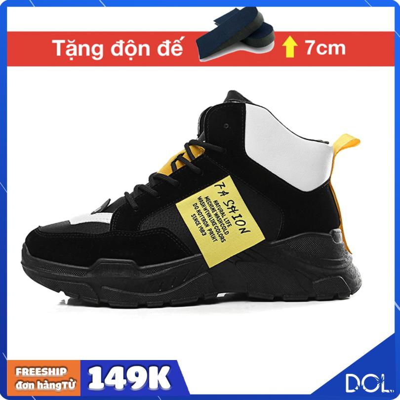 Giày thể thao nam cao cổ tăng chiều cao Ulzzangboy, Tăng 7cm chiều cao với 2 màu đế trắng và đế đen cá tính giá rẻ