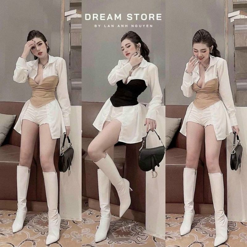 Áo sơ mi voan Phối Eo Thun "UT" cực ngầu 😎
