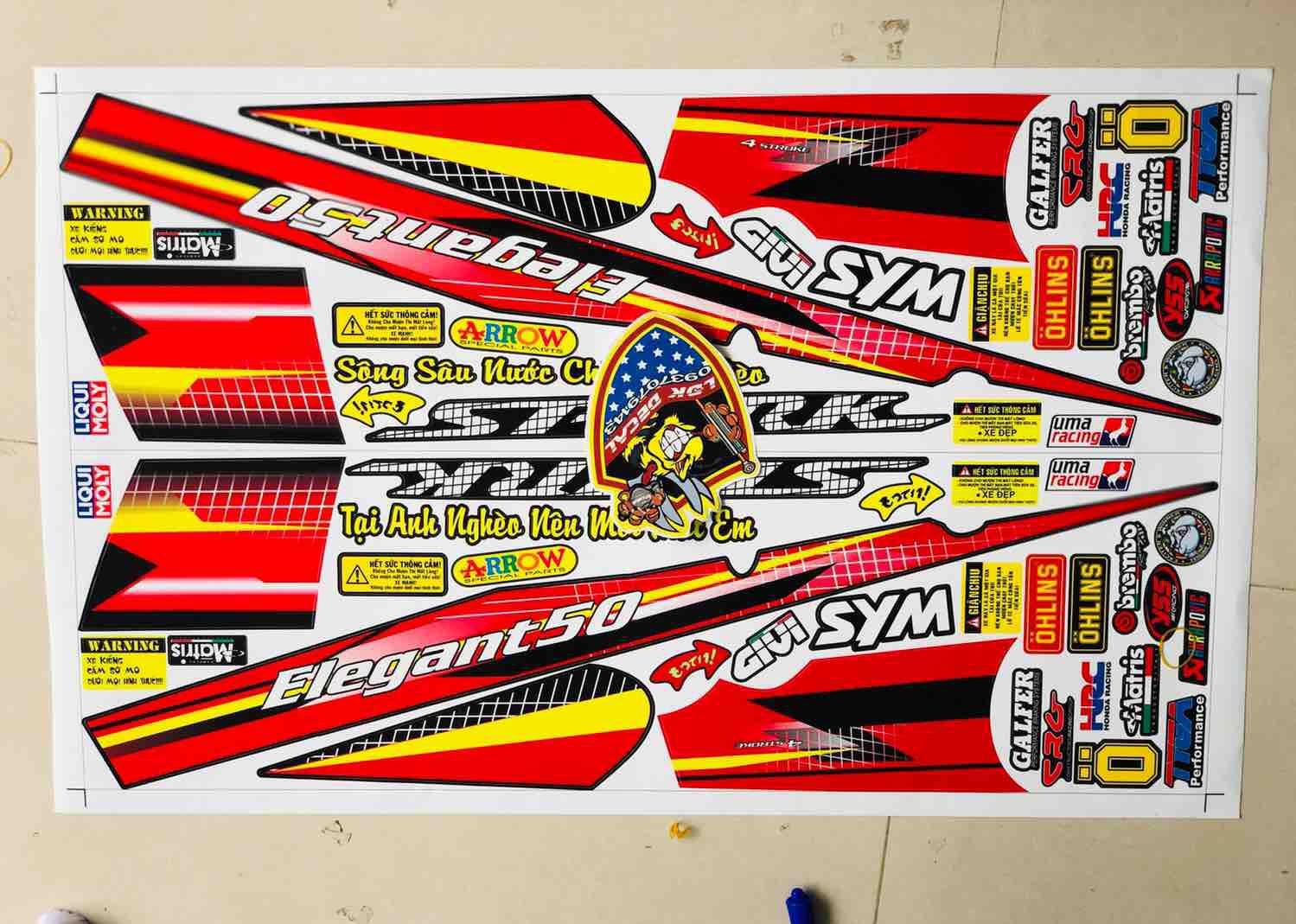 Tem rời elegant spark caro đỏ đen