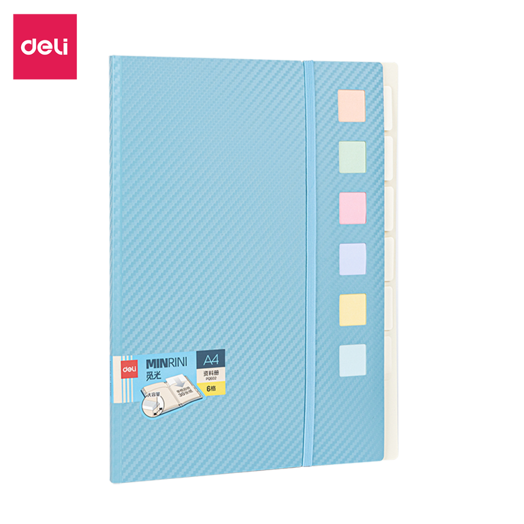 File lá A4 đựng tài liệu nhiều ngăn Deli - Tệp đựng tài liệu 6 ngăn cao cấp - PQ602