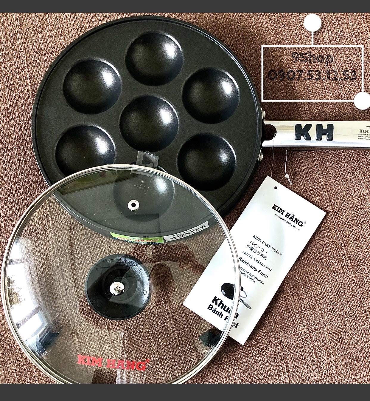 Khuôn Làm Bánh Khọt Chính Hãng Kim Hằng KHG9575 - Chống Dính - Kèm Nắp Thuỷ Tinh