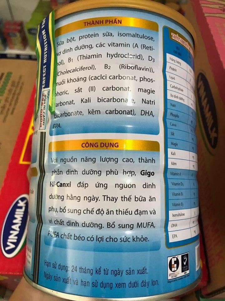 Sữa bột Gigo Hi-Canxi lon 900g (ngừa loãng xương và tiểu đường)