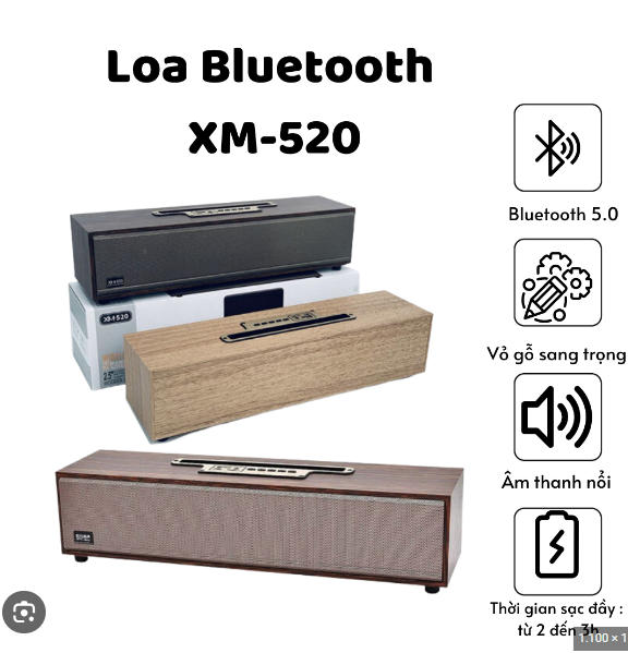 Loa bluetooth vỏ gỗ xm-520 loa nhật công suất lớn 20w âm thanh cực đỉnh thiết kế sang trọng bass siêu trầm siêu ấm