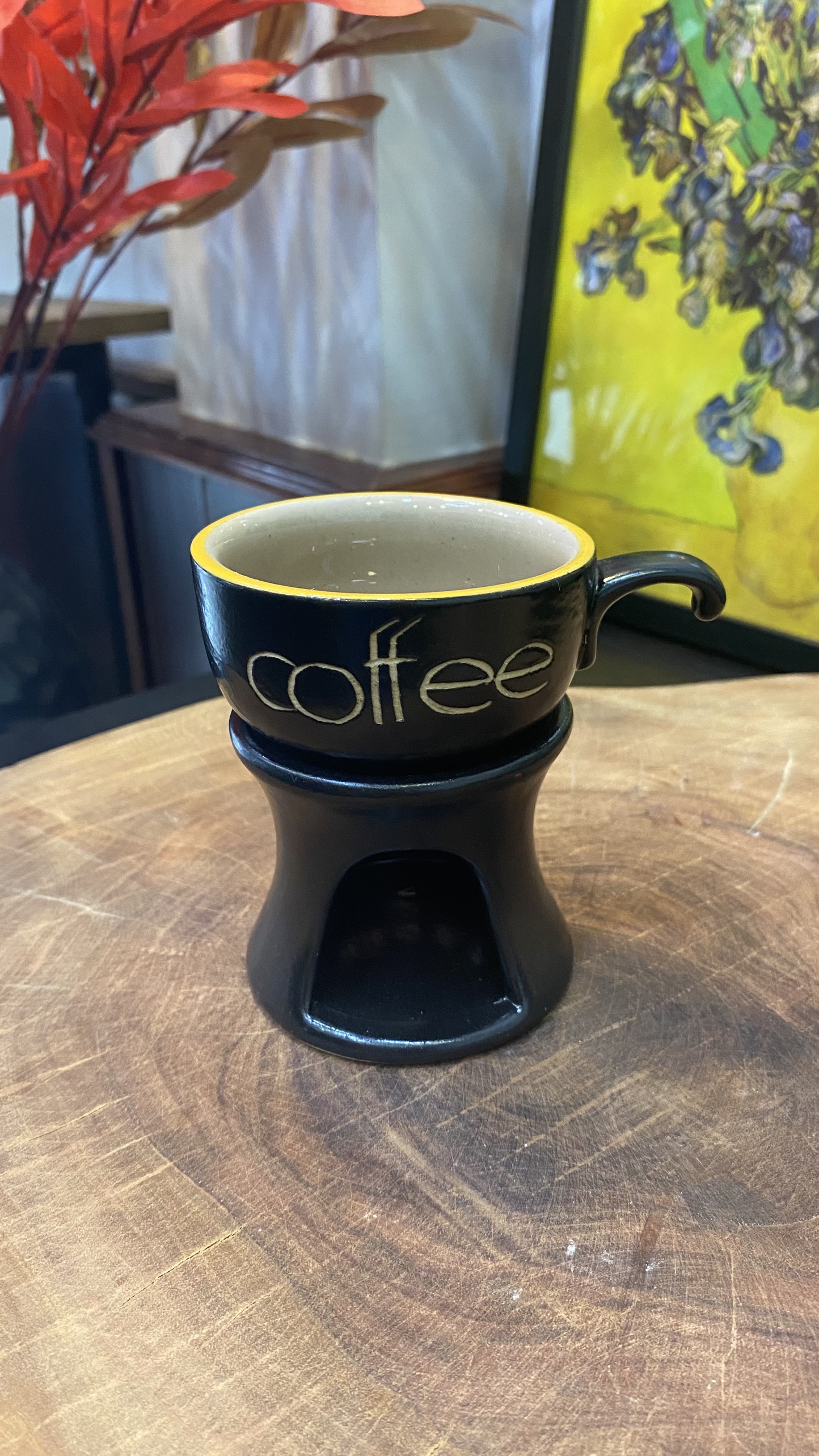 Bộ coffee thấp chân đốt nến - Gốm sứ Bát Tràng/ Ly coffee